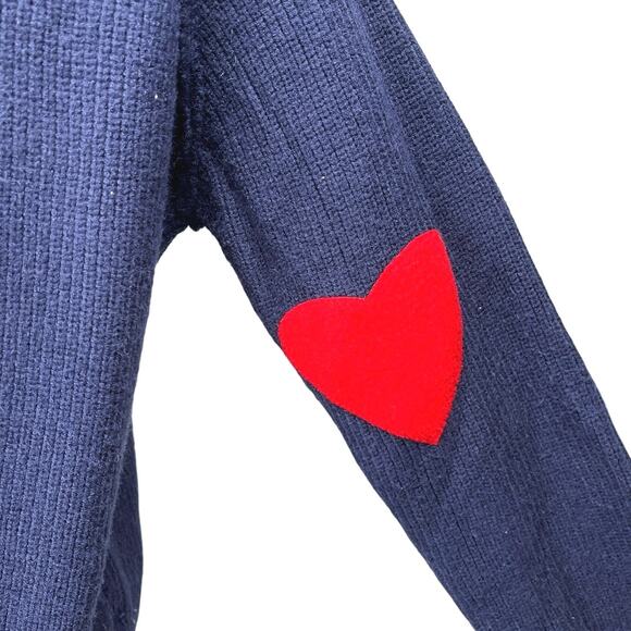 Chicwish Blue Ribbed Turtleneck Long Sleeve Heart Patched Pullover Sweater Top M - Picture 4 of 5